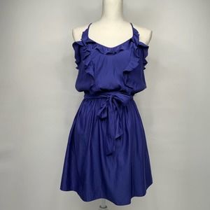 Rebecca Taylor | Tie Waist Dark Lavender Mini Dress, Size S